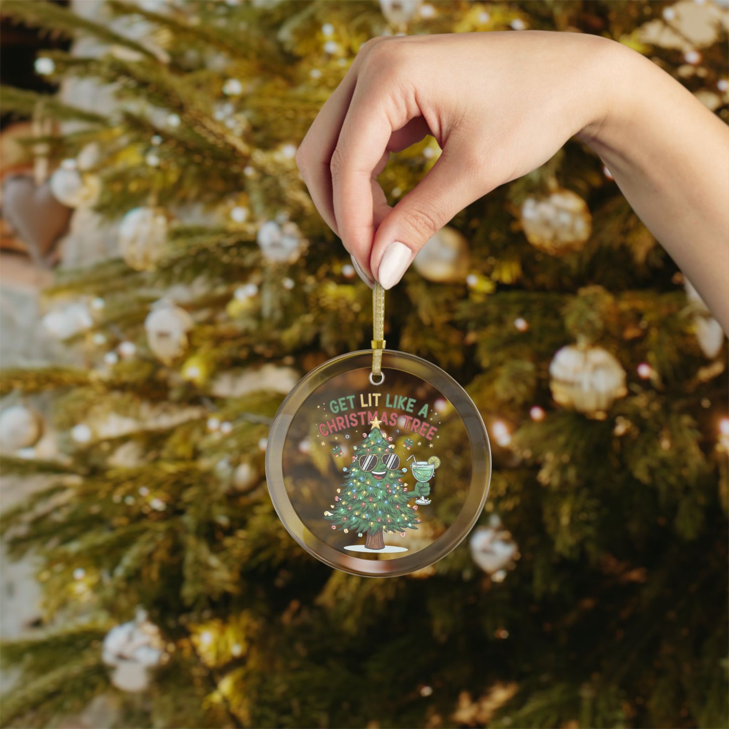 Get Lit Like a Christmas Tree – Funny Holiday Glass Ornament
