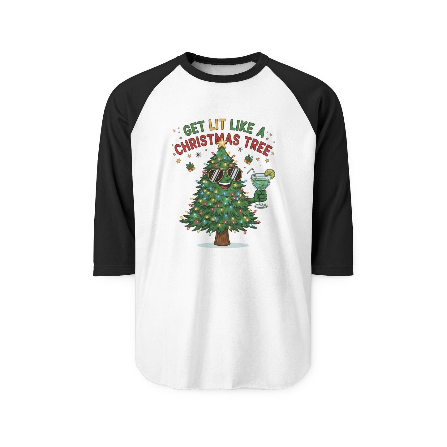 Get Lit Like a Christmas Tree – ¾ Sleeve Shirt