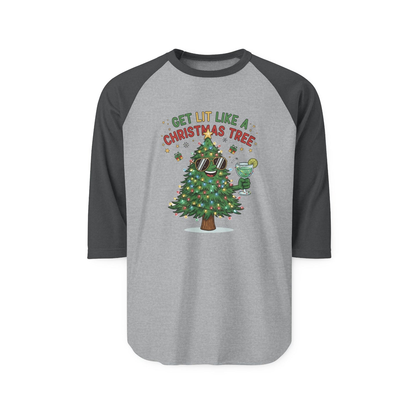 Get Lit Like a Christmas Tree – ¾ Sleeve Shirt