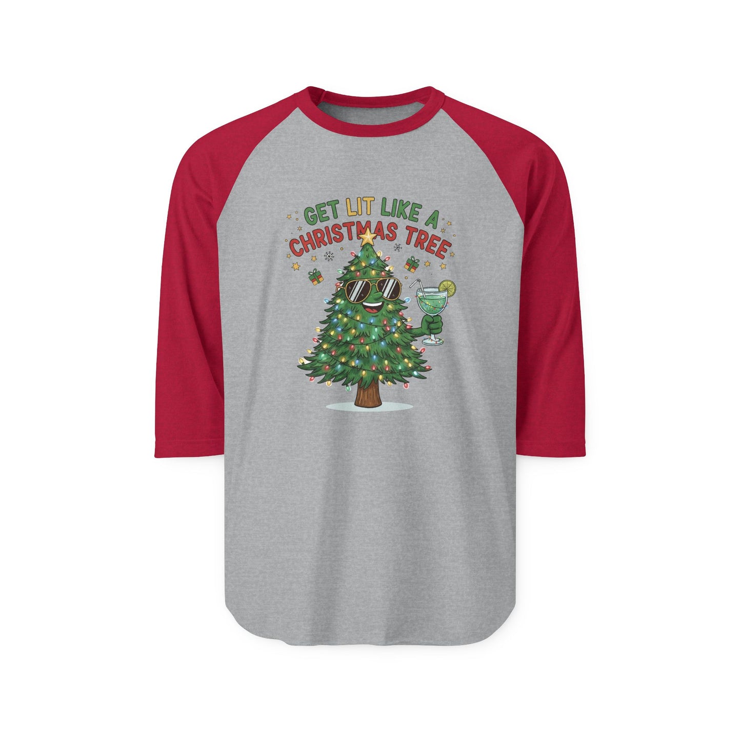 Get Lit Like a Christmas Tree – ¾ Sleeve Shirt