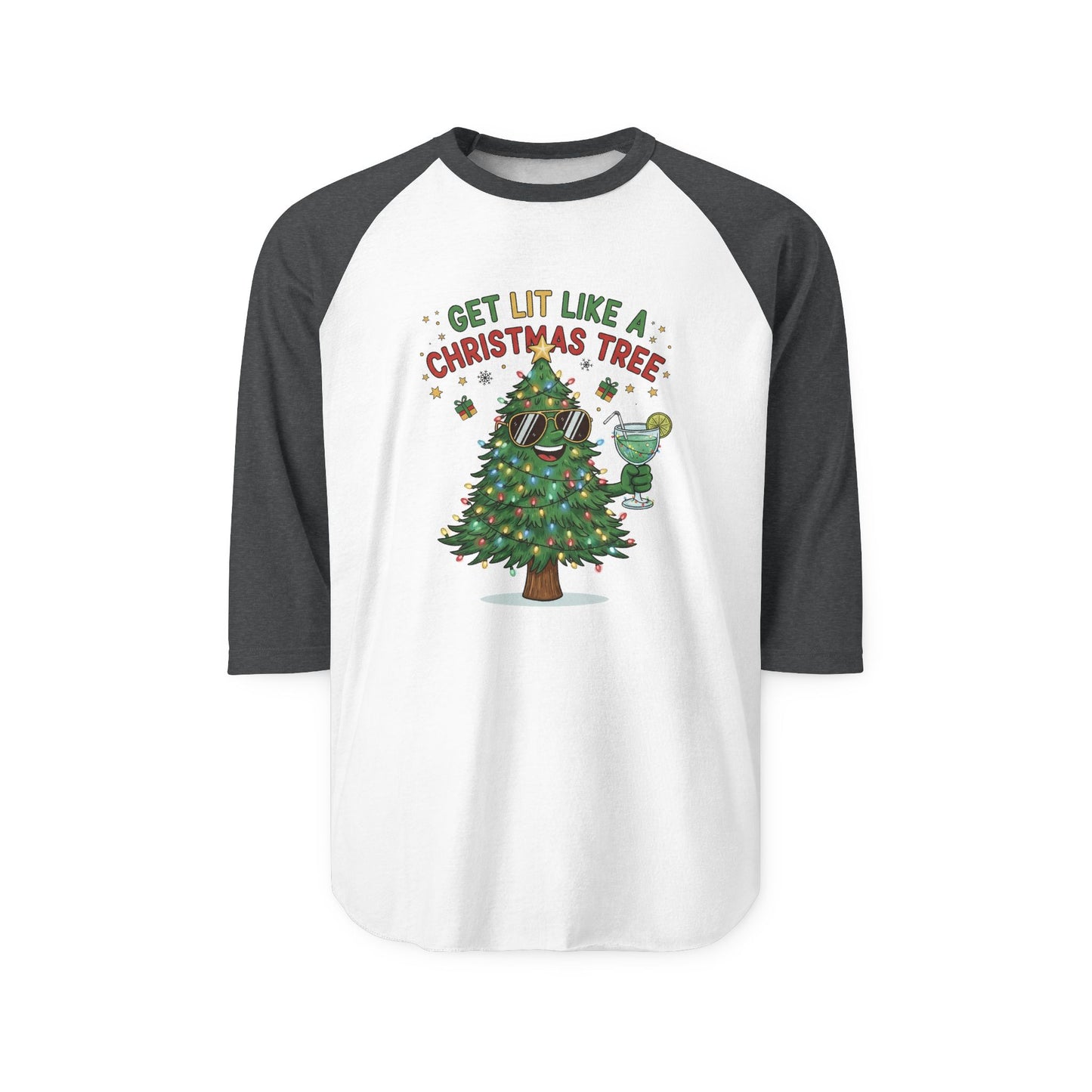 Get Lit Like a Christmas Tree – ¾ Sleeve Shirt
