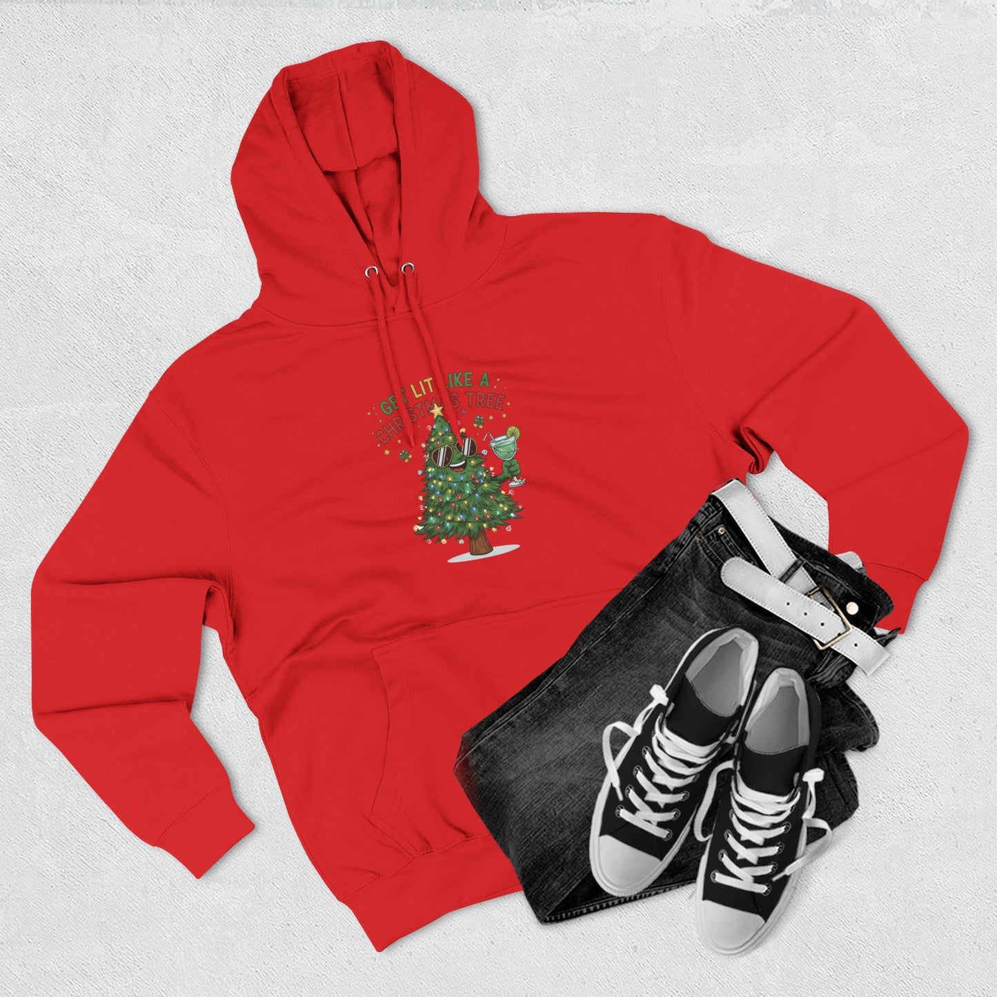 Get Lit Like a Christmas Tree – Unisex Fleece Holiday Hoodie