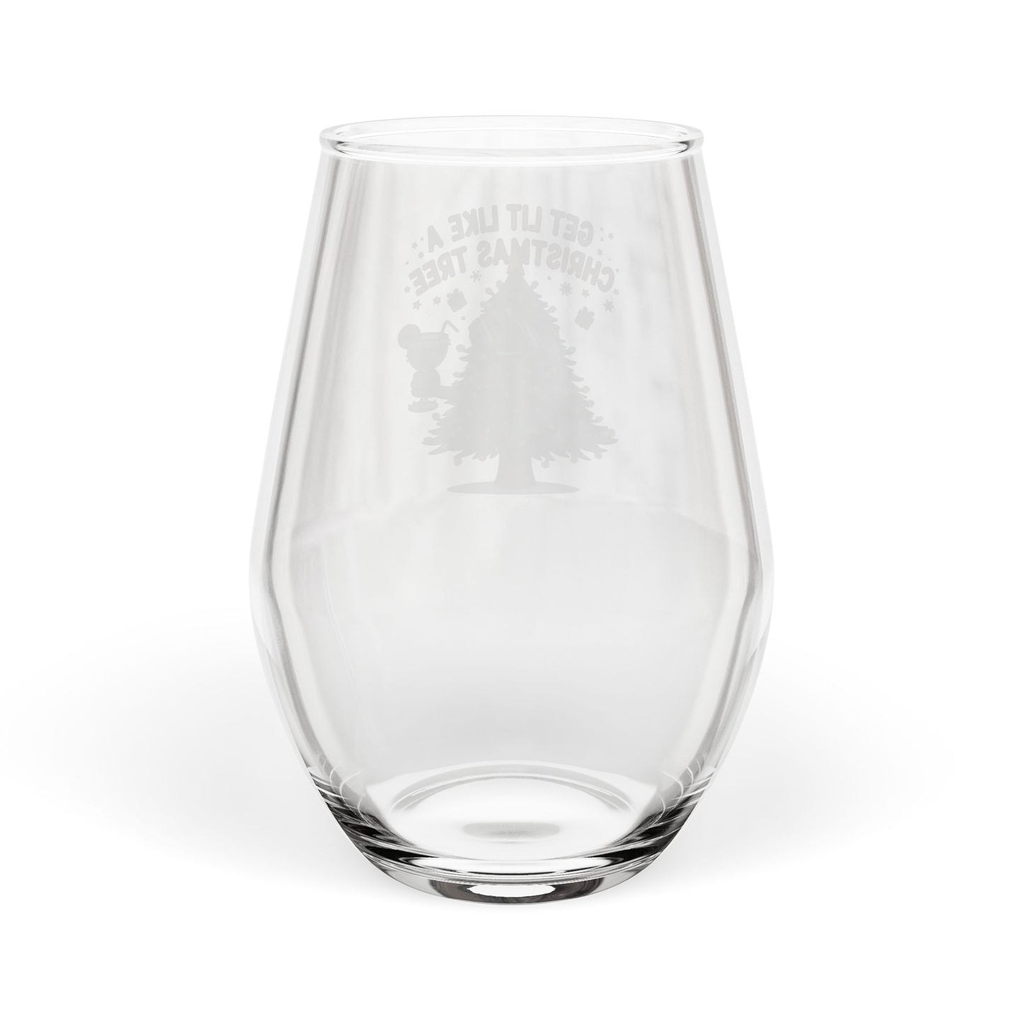 Get Lit Like a Christmas Tree – Funny Holiday Stemless Wine Glass, 11.75oz