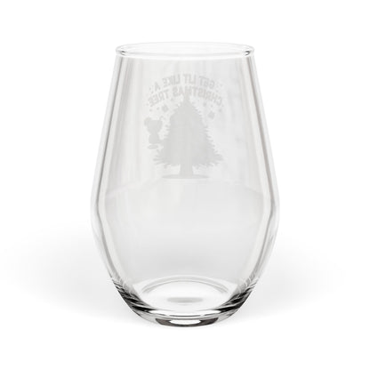 Get Lit Like a Christmas Tree – Funny Holiday Stemless Wine Glass, 11.75oz