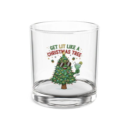 Get Lit Like a Christmas Tree – Holiday Rocks Glass (10oz)