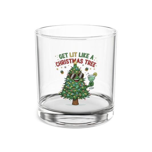 Get Lit Like a Christmas Tree – Holiday Rocks Glass (10oz)