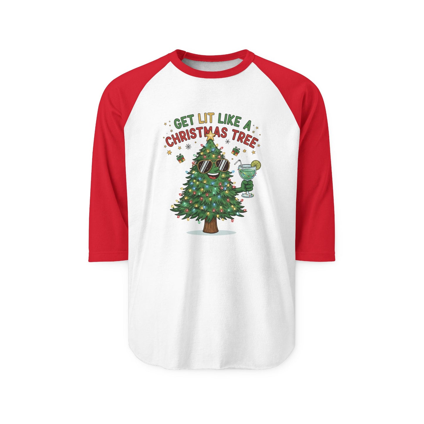 Get Lit Like a Christmas Tree – ¾ Sleeve Shirt
