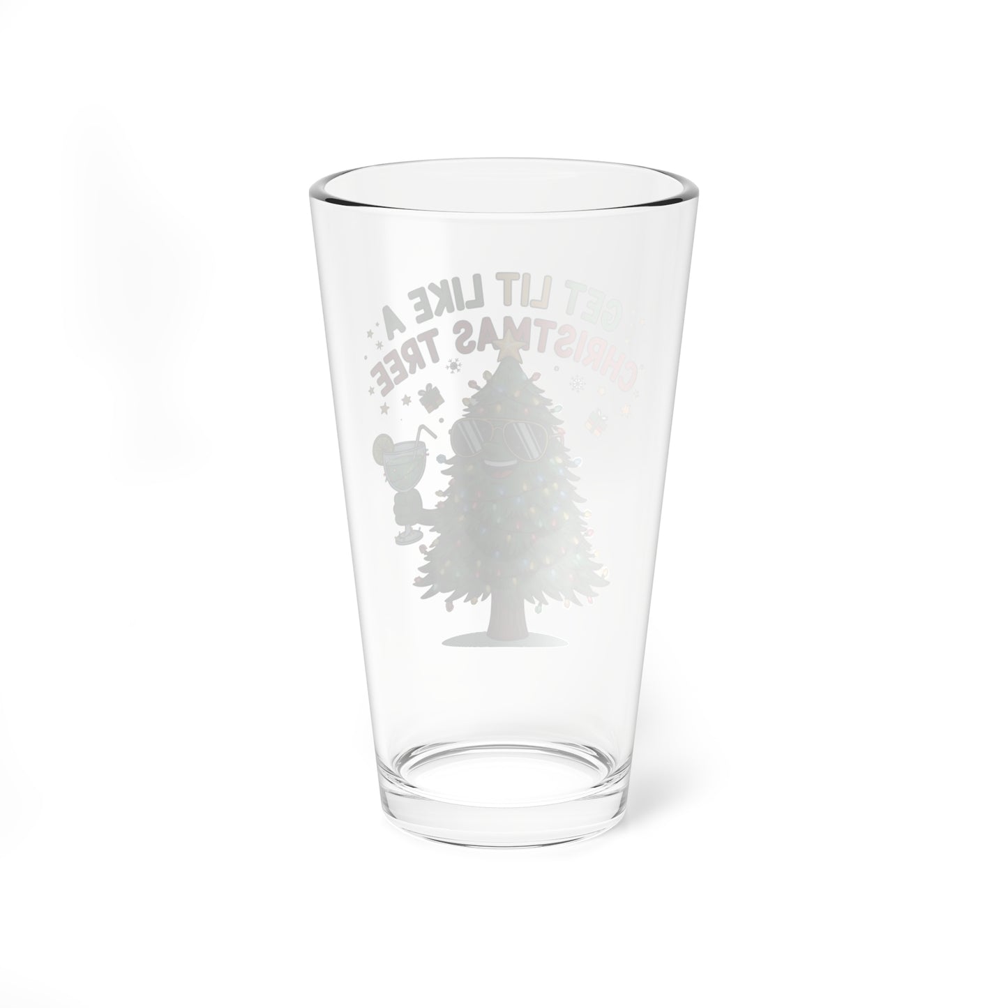 Get Lit Like a Christmas Tree – Holiday Mixing Glass (16oz)