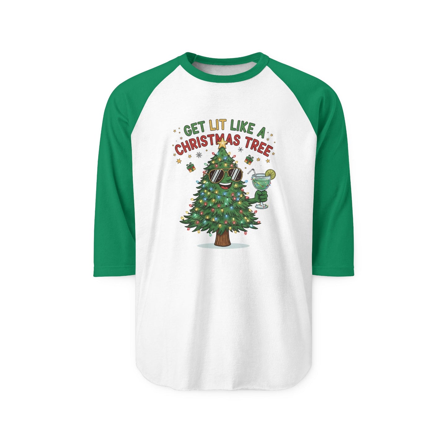 Get Lit Like a Christmas Tree – ¾ Sleeve Shirt