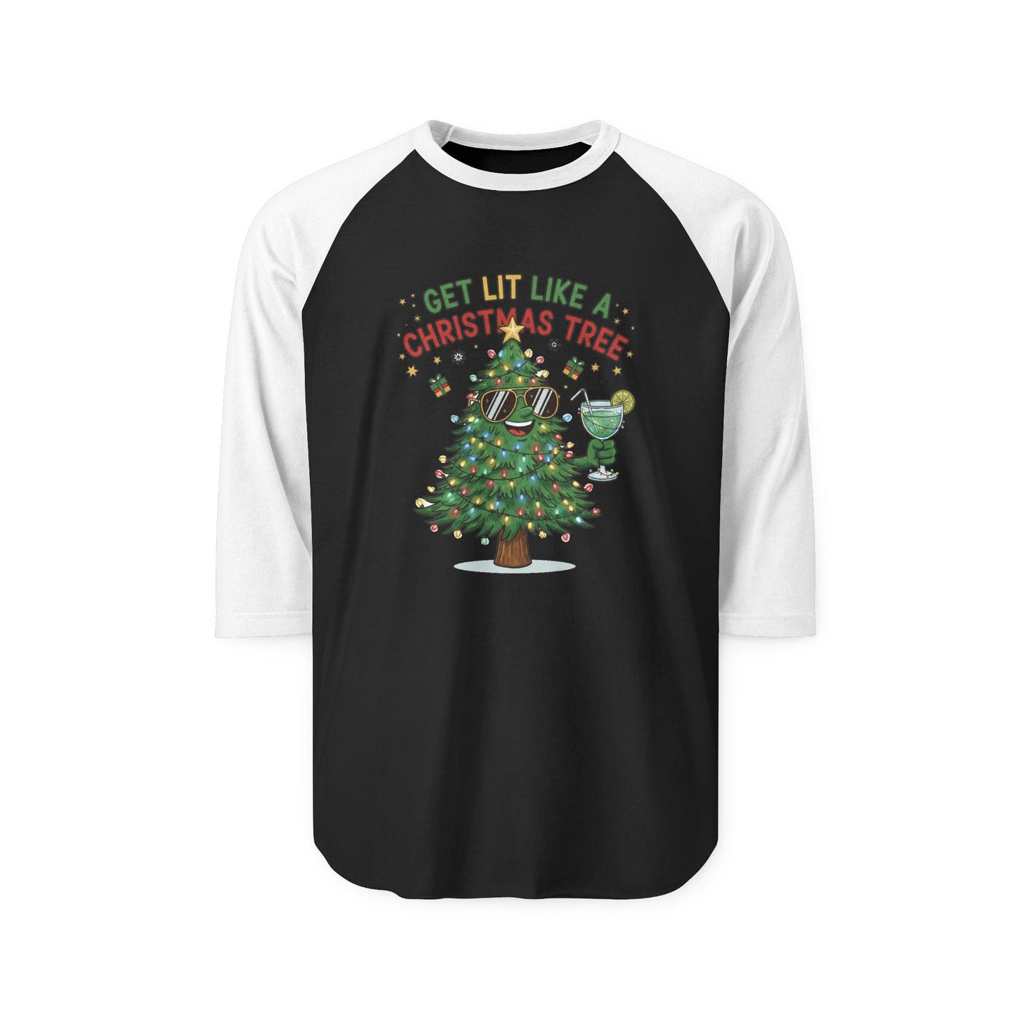 Get Lit Like a Christmas Tree – ¾ Sleeve Shirt