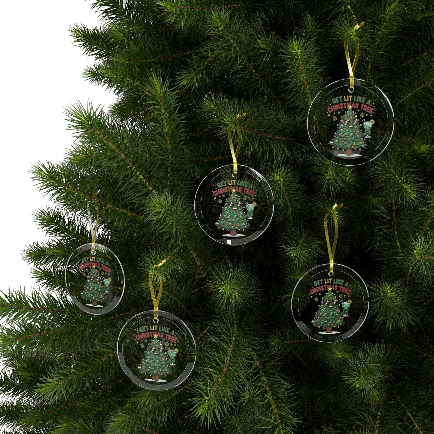 Get Lit Like a Christmas Tree – Funny Holiday Glass Ornament