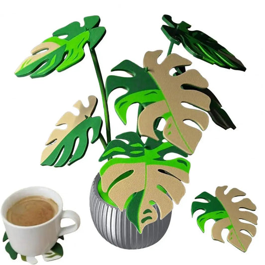 Monstera Leaf Coaster Set