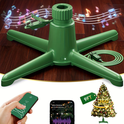 Upgrade Musical Rotating Christmas Tree Stand Adjustable Tree Stands With Remote Control For Up To 9ft 120 Lb Artificial Tree With Speaker Fit For 1252 In Tree Poles